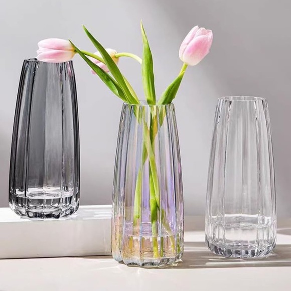 Iridescent Crystal Vase 8.7”- Stylish Decorative Bud Container for Home & Office - Picture 4 of 11